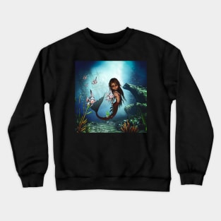 Sweet little mermaid with fantasy fish Crewneck Sweatshirt